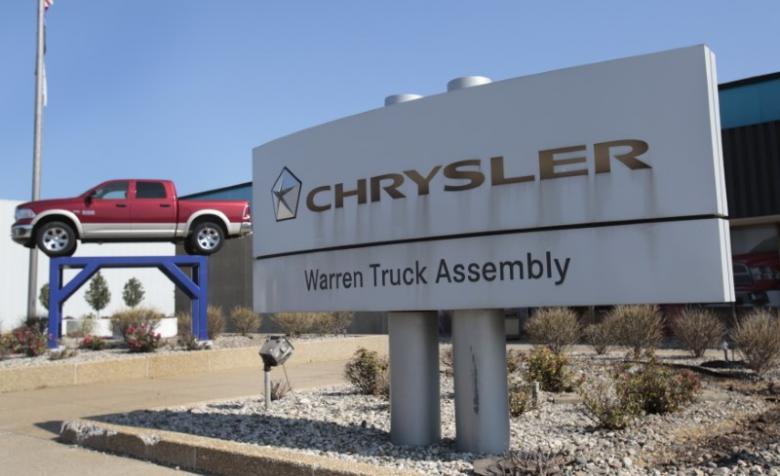 A Chrysler Warren Truck Assembly sign is seen in front of the Fiat Chrysler Automobiles (FCA) plant in Warren, Michigan October 7, 2015. REUTERS/Rebecca Cook